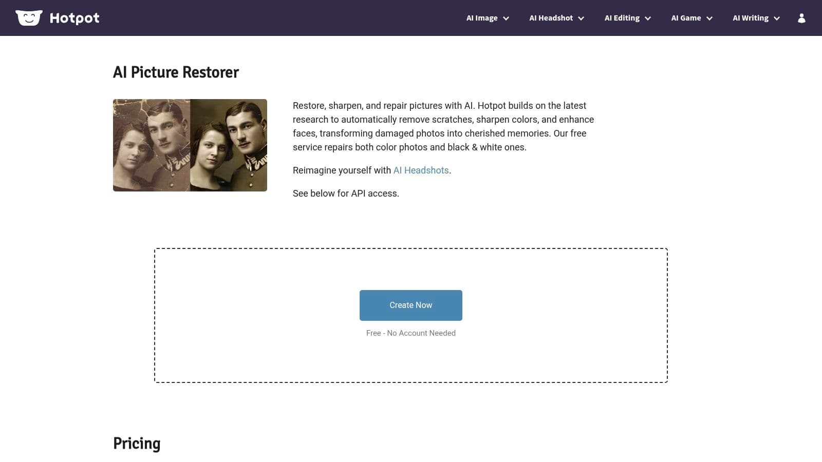 Hotpot.ai, AI Photo Restorer