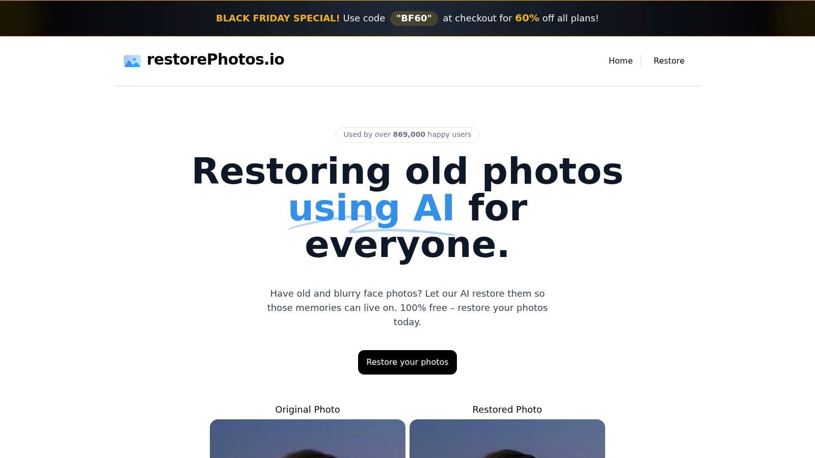 RestorePhotos.io, AI Face Photo Restorer