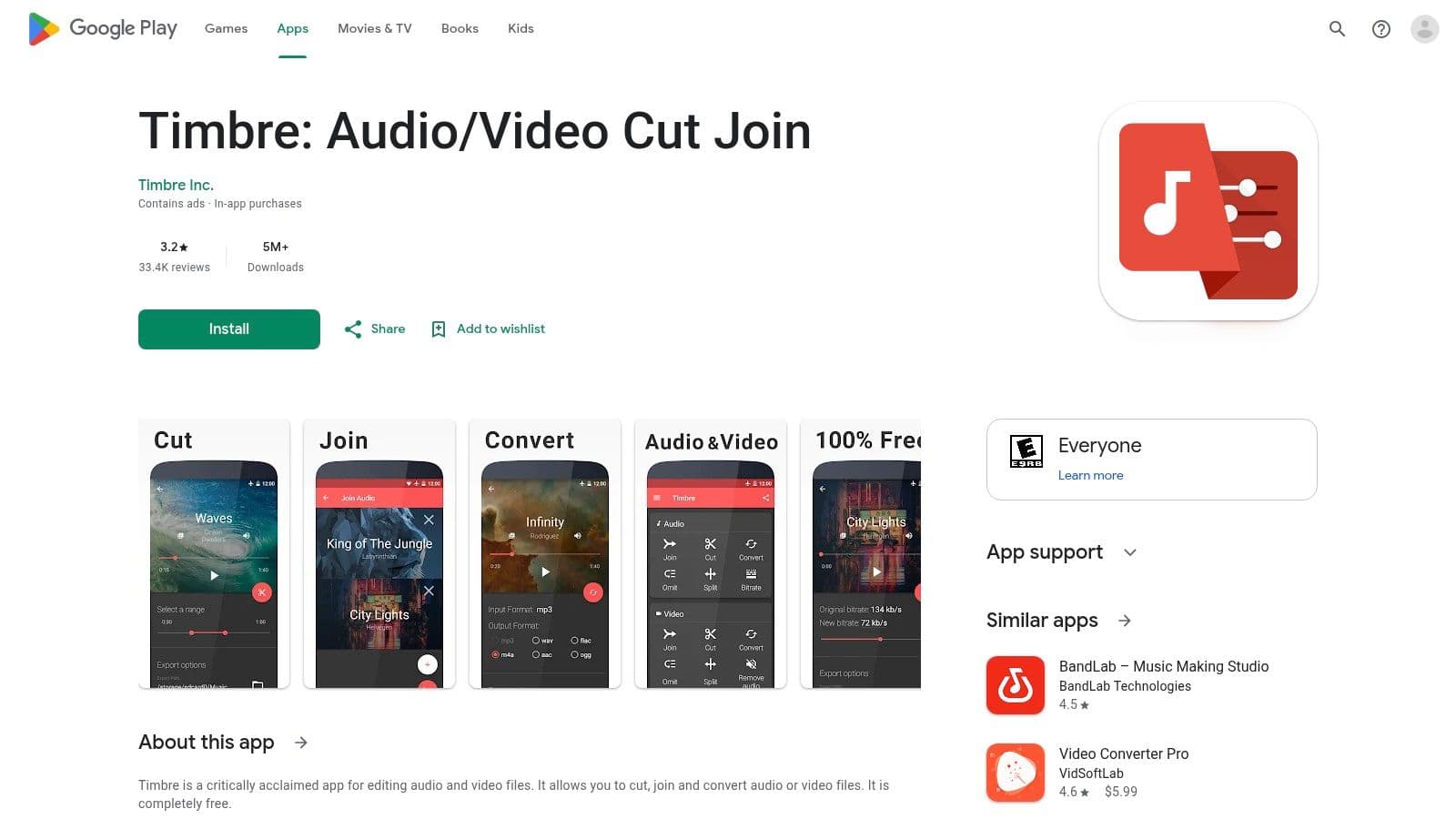 Timbre – Audio/Video Cutter & Converter